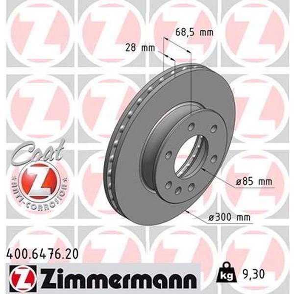 Zimmermann Brake Disc - Standard/Coated, 400.6476.20 400.6476.20